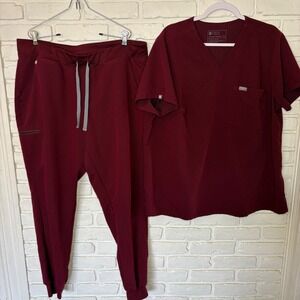 Figs Burgundy Scrub Set Women's 3X Catarina Top XXL/T Zamora Joggers